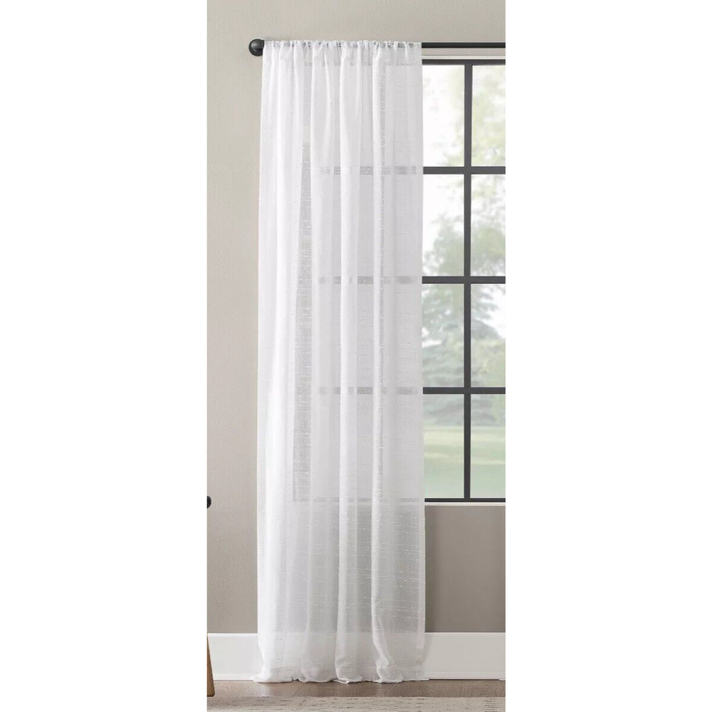 Clean Window Sheer Anti-Dust Linen Blend Rod Pocket 52x84" Curtain Panel White*#